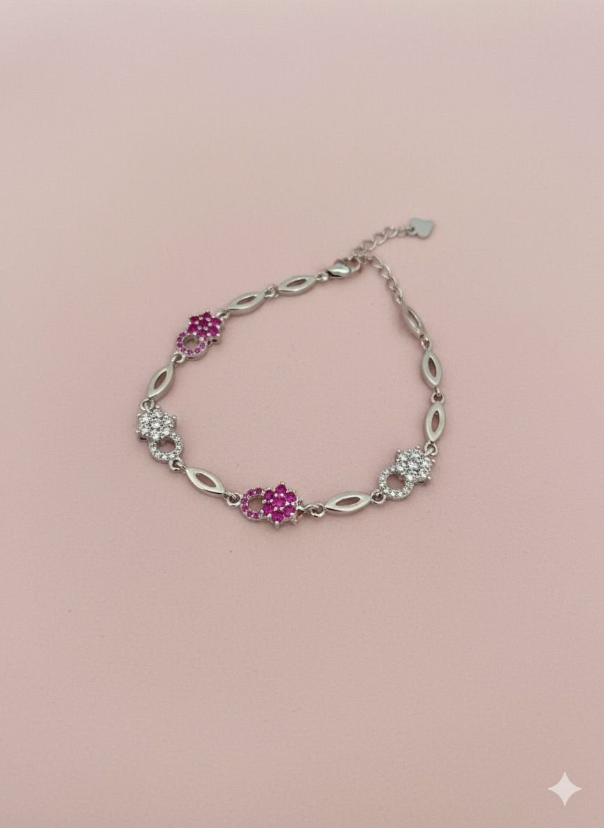 92.5 Silver Floral Bracelet For Her